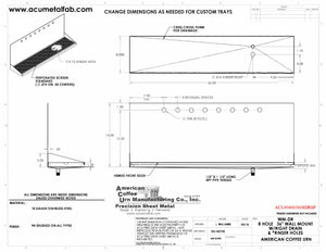 Wall Mount Drip Tray with Drain and Right Rinser Hole | 8" X 36" X 14" X 1" | S/S # 4 | 8 Faucet Holes