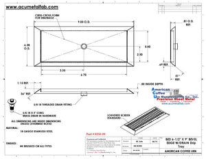 9" Bevel Edge Drip Tray With Drain | SS #4 Drawing