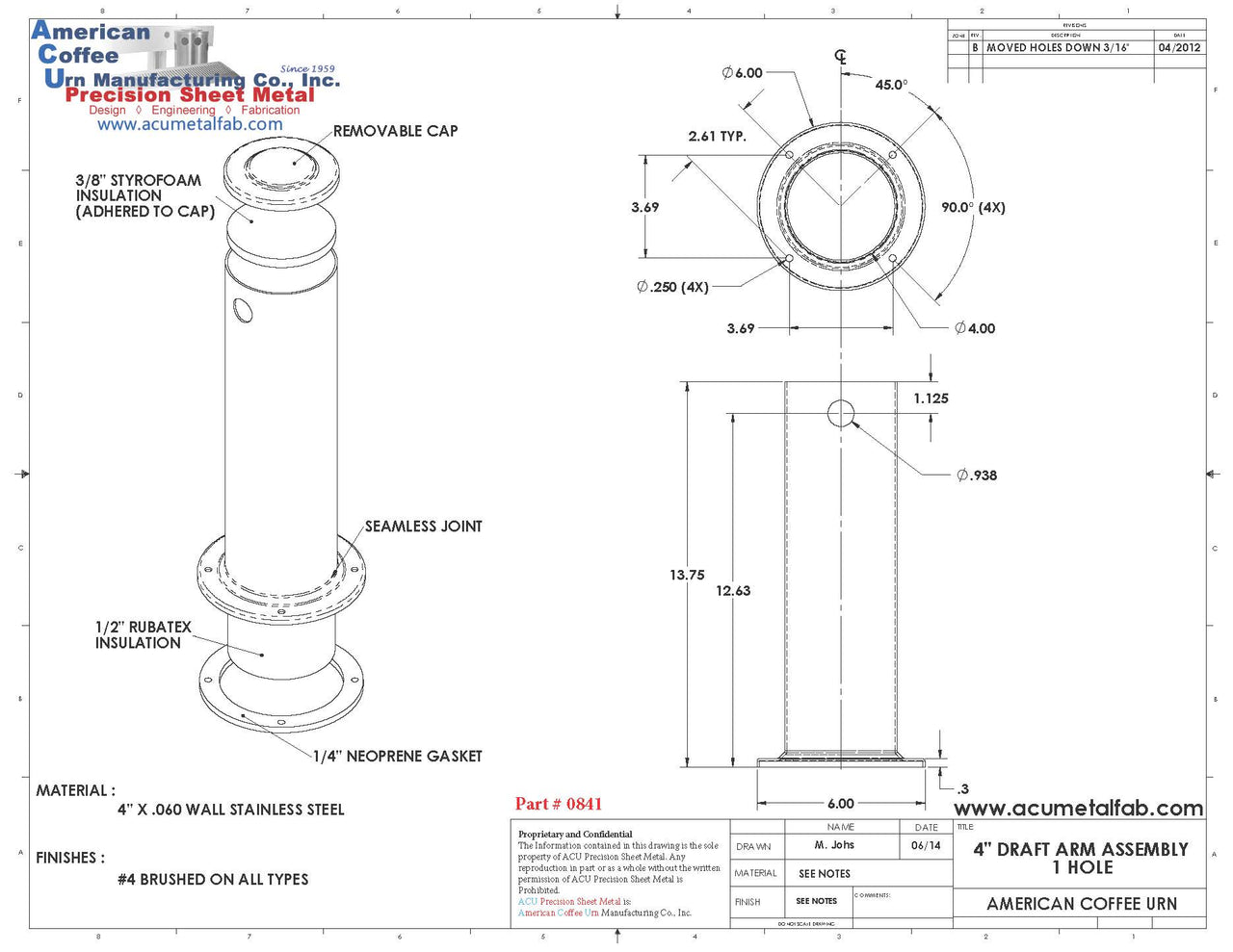 4" Draft Beer Tower Column Tower | 1 Faucet Beer Tower | S/S # 4