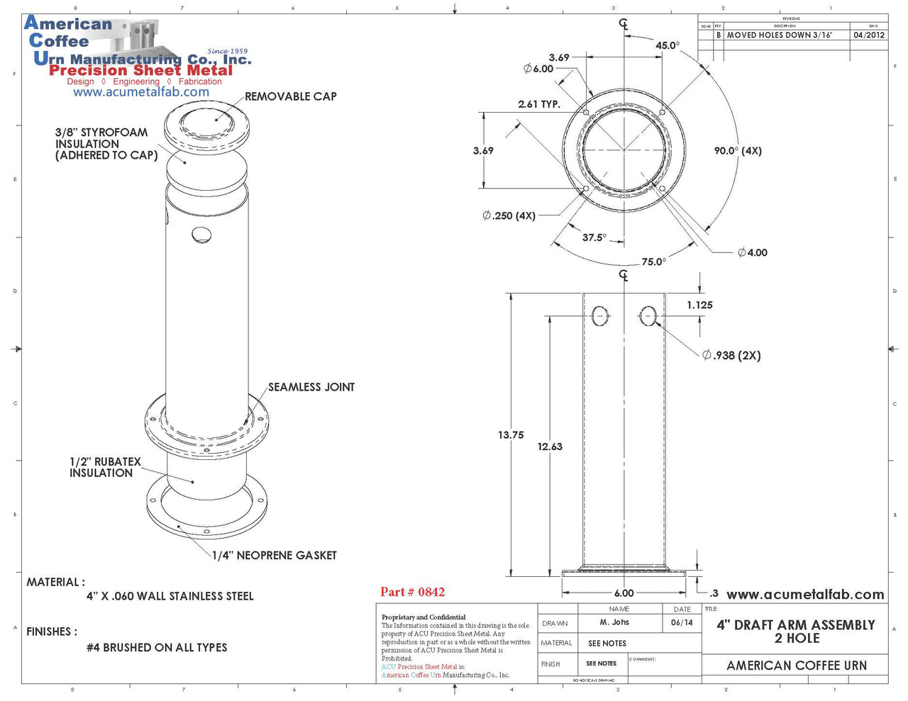 4" Draft Beer Tower Column Tower | 2 Faucet Beer Tower | S/S # 4