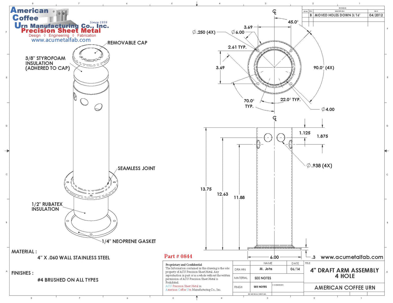 4" Draft Beer Tower Column Tower | 4 Faucet Beer Tower | S/S # 4