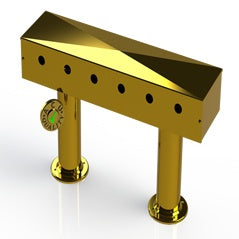 Draft Beer T- Tower |3" Double Pedestal |24" Box 6 Hole Face Plate | Brass - ACU Precision Sheet Metal
