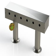 Draft Beer T- Tower| 3" Double Pedestal | 24" Box 6 Hole Face Plate | S/S #4 - ACU Precision Sheet Metal