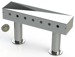 Draft Beer T- Tower |3" Double Pedestal |24" Box 7 Hole Face Plate | Mirror Finish - ACU Precision Sheet Metal