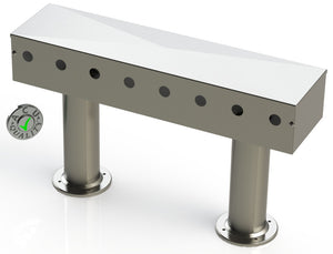 Draft Beer T- Tower |3" Double Pedestal |24" Box 8 Hole Face Plate | S/S # 4 - ACU Precision Sheet Metal