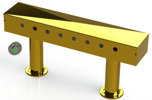 Draft Beer T- Tower |3" Double Pedestal |30" Box 8 Hole Face Plate | Brass - ACU Precision Sheet Metal