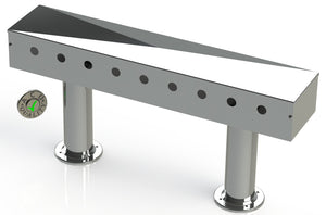 Draft Beer T- Tower |3" Double Pedestal |30" Box 9 Hole Face Plate | Mirror Finish - ACU Precision Sheet Metal