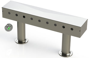 Draft Beer T- Tower |3" Double Pedestal |30" Box 9 Hole Face Plate | S/S # 4 - ACU Precision Sheet Metal