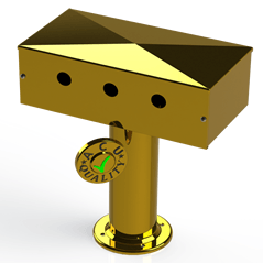 Draft Beer T- Tower | 3" Single Pedestal |12" Box 3 Hole Face Plate | Brass - ACU Precision Sheet Metal