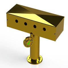 Draft Beer T- Tower | 3" Single Pedestal |12" Box | 4 Hole Face Plate | Brass - ACU Precision Sheet Metal