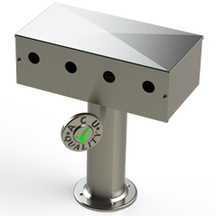 Draft Beer T-Tower | 3" Single Pedestal | 16" Box 4 Hole Face Plate | S/S # 4 - ACU Precision Sheet Metal