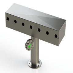 Draft Beer T- Tower | 3" Single Pedestal |24" Box 7 Hole Face Plate | S/S # 4 - ACU Precision Sheet Metal