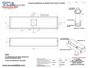 Draft Beer T-Tower | 3" Single Pedestal | 24" Box No Hole Face Plate | Brass - ACU Precision Sheet Metal
