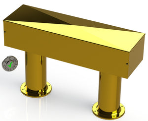 Draft Beer T-Tower | 4" Double Pedestal | 24" Box | No Hole Face Plate | Brass - ACU Precision Sheet Metal