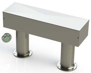 Draft Beer T-Tower | 4" Double Pedestal | 24" | Box No Hole Face Plate | S/S #4 - ACU Precision Sheet Metal