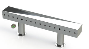 Draft Beer T-Tower | 4" Double Pedestal | 48" Box | 16 Faucet Holes | SS # 8 - ACU Precision Sheet Metal