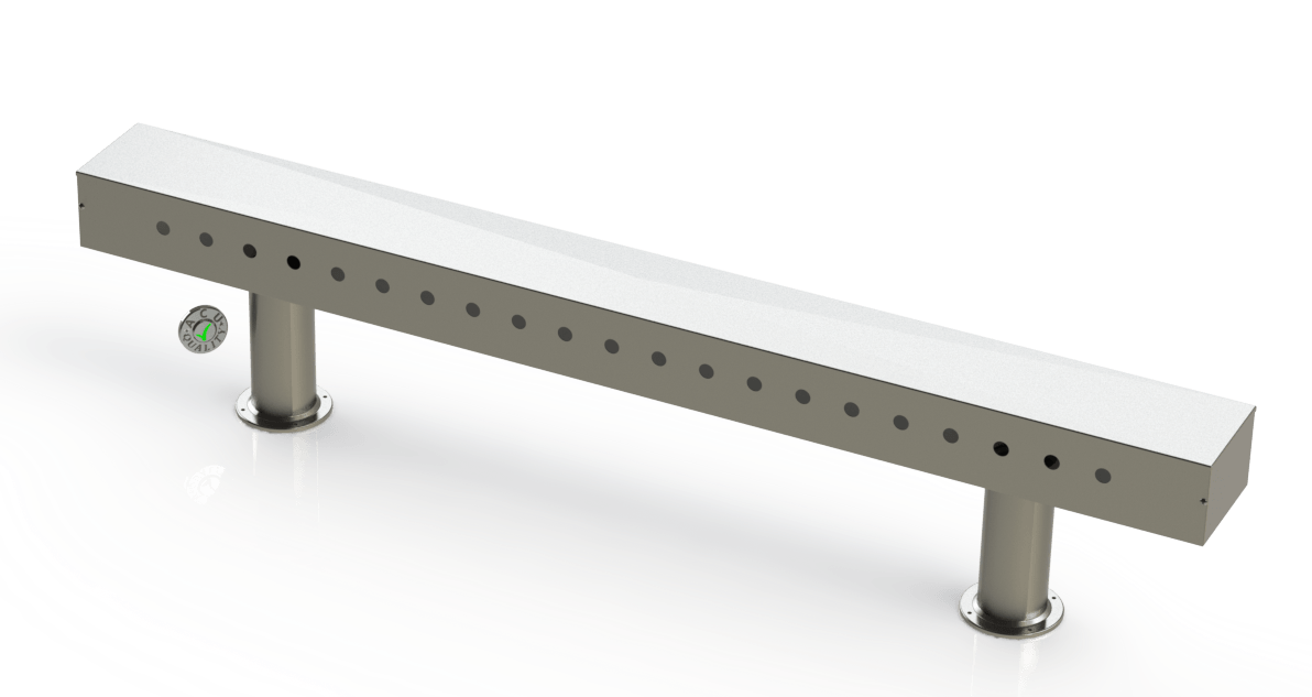 Draft Beer T-Tower | 4" Double Pedestal | 72" Box | 21 Faucet Holes | S/S #4 - ACU Precision Sheet Metal