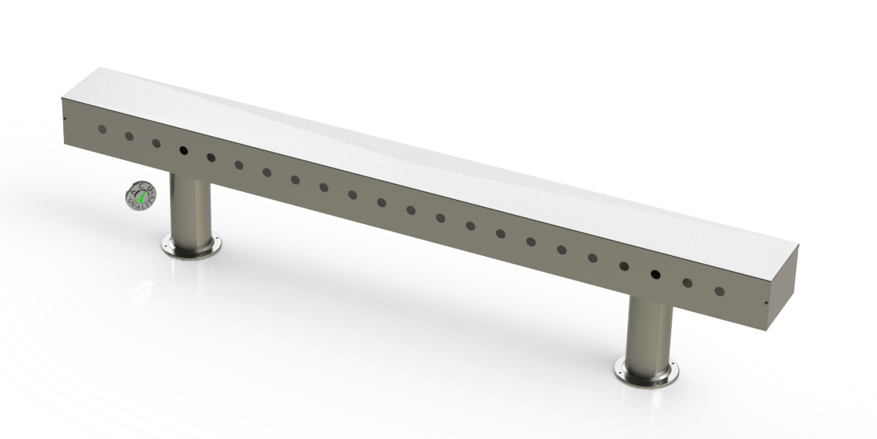 Draft Beer T-Tower | 4" Double Pedestal | 72" Box | 22 Faucet Holes | S/S #4 - ACU Precision Sheet Metal