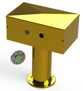 Draft Beer T-Tower | 4" Single Pedestal | 12" Box | 2 Hole Face Plate | Brass - ACU Precision Sheet Metal