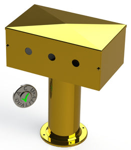 Draft Beer T-Tower | 4" Single Pedestal | 12" Box | 3 Hole Face Plate | Brass - ACU Precision Sheet Metal