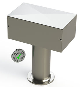 Draft Beer T-Tower | 4" Single Pedestal | 12" Box No Hole Face Plate | S/S # 4 - ACU Precision Sheet Metal
