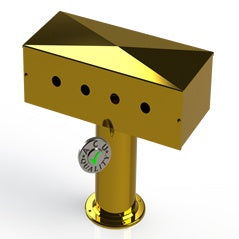 Draft Beer T-Tower | 4" Single Pedestal | 16" Box 4 Hole Face Plate | Brass - ACU Precision Sheet Metal
