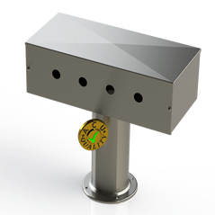 Draft Beer T-Tower | 4" Single Pedestal | 16" Box | 4 Hole Face Plate | S/S # 4 - ACU Precision Sheet Metal