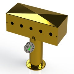 Draft Beer T-Tower | 4" Single Pedestal | 16" Box 5 Hole Face Plate | Brass - ACU Precision Sheet Metal