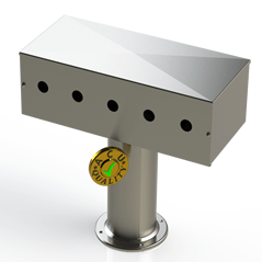 Draft Beer T-Tower | 4" Single Pedestal | 16" Box 5 Hole Face Plate | S/S # 4 - ACU Precision Sheet Metal