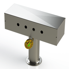 Draft Beer T-Tower | 4" Single Pedestal | 20" Box 4 Hole Face Plate | S/S # 4 - ACU Precision Sheet Metal