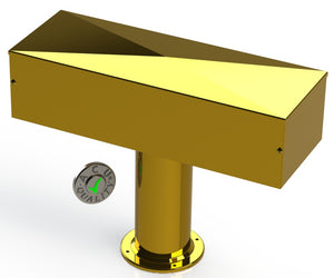 Draft Beer T-Tower | 4" Single Pedestal | 20" Box No Hole Face Plate | Brass - ACU Precision Sheet Metal