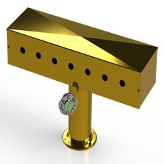 Draft Beer T- Tower |4" Single Pedestal |24" Box 7 Hole Face Plate | Brass - ACU Precision Sheet Metal