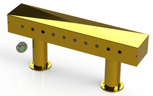 Draft Beer T-Tower |Double Pedestal| 36" Box| 10 Faucet Holes| Brass - ACU Precision Sheet Metal