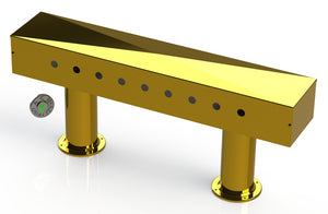Draft Beer T-Tower |Double Pedestal| 36" Box| 9 Faucet Holes| Brass - ACU Precision Sheet Metal