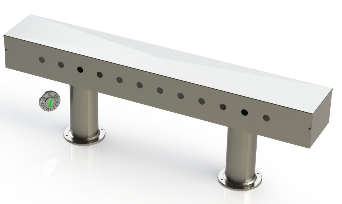 Draft Beer T-Tower |Double Pedestal| 45" Box| 12 Faucet Holes| SS #4 - ACU Precision Sheet Metal