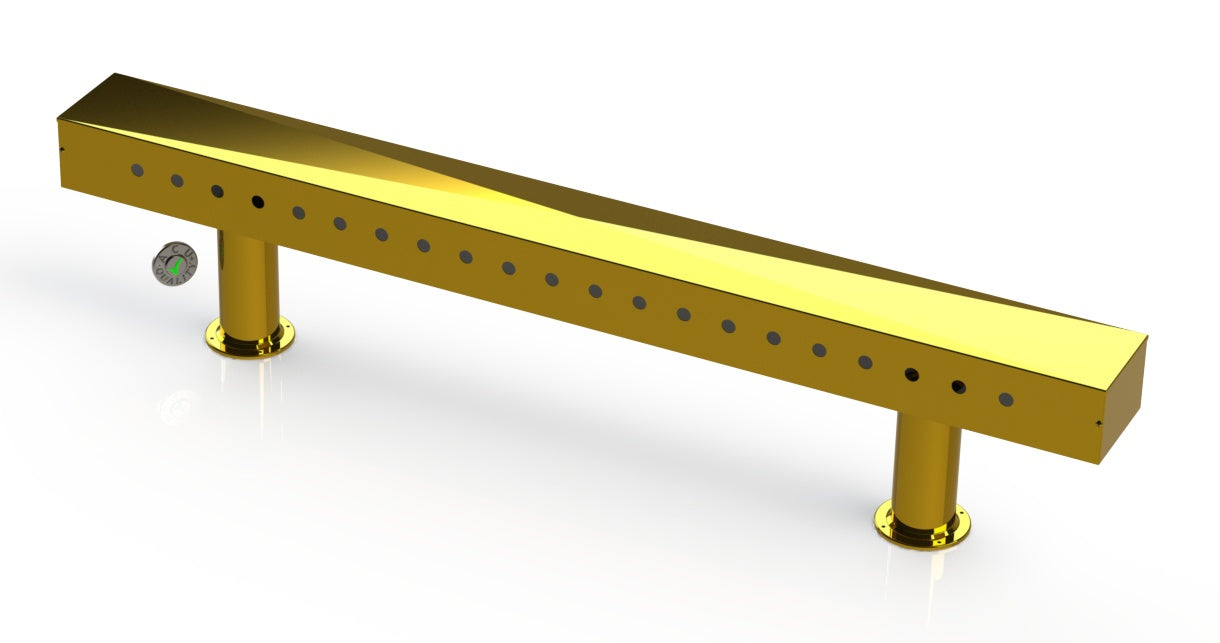 Draft Beer T-Tower | Double Pedestal | 72" Box | 21 Faucet Holes | Brass - ACU Precision Sheet Metal