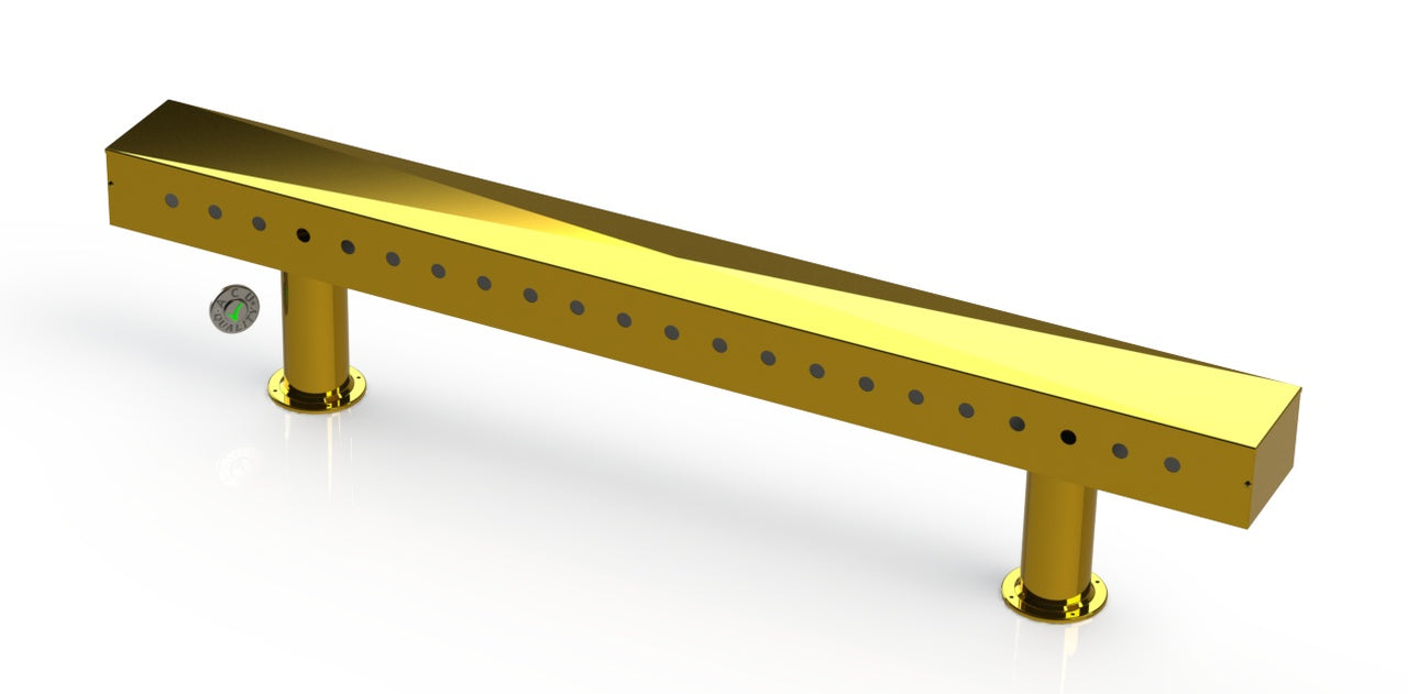 Draft Beer T-Tower | Double Pedestal | 72" Box | 22 Faucet Holes | Brass - ACU Precision Sheet Metal