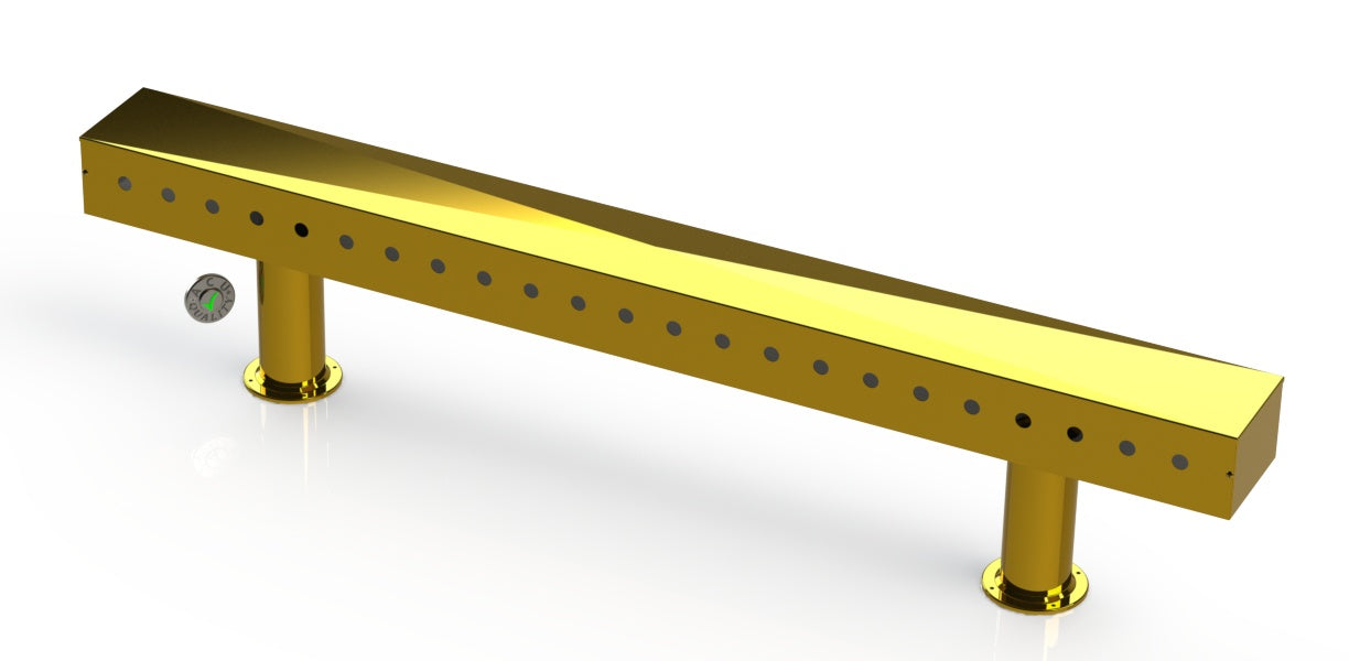Draft Beer T-Tower | Double Pedestal | 72" Box | 23 Faucet Holes | Brass - ACU Precision Sheet Metal