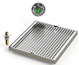 10" X 12" Surface Mount Drip Tray with Drain - ACU Precision Sheet Metal