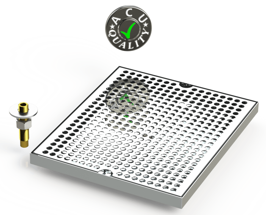 10" X 12" Surface Mount Drip Tray with Drain - ACU Precision Sheet Metal