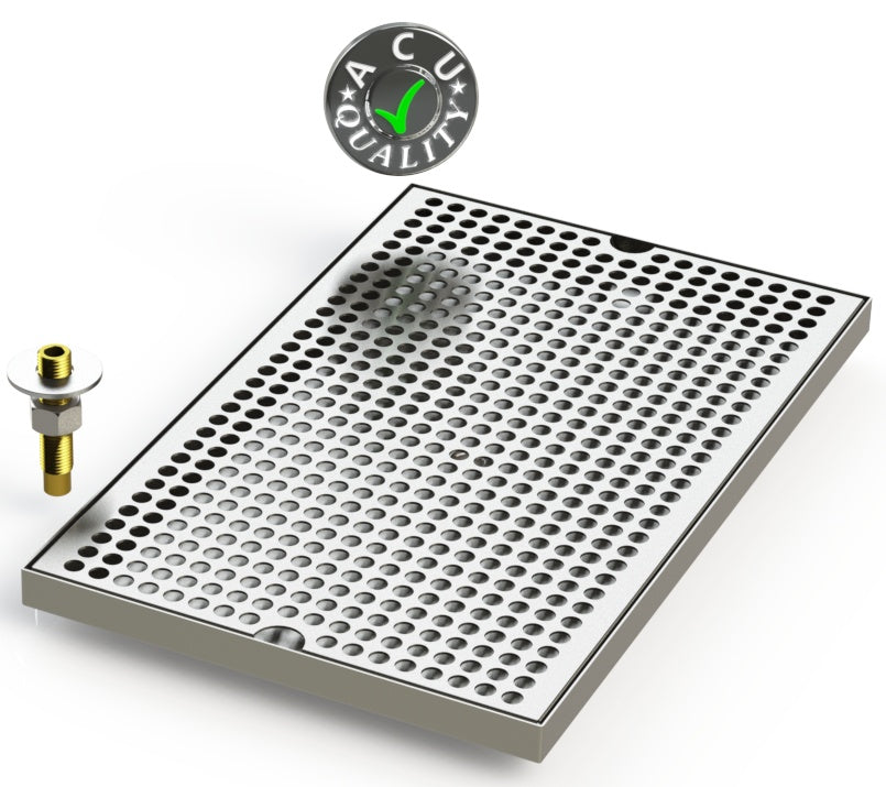 10" X 16" Surface Mount Drip Tray with Drain - ACU Precision Sheet Metal