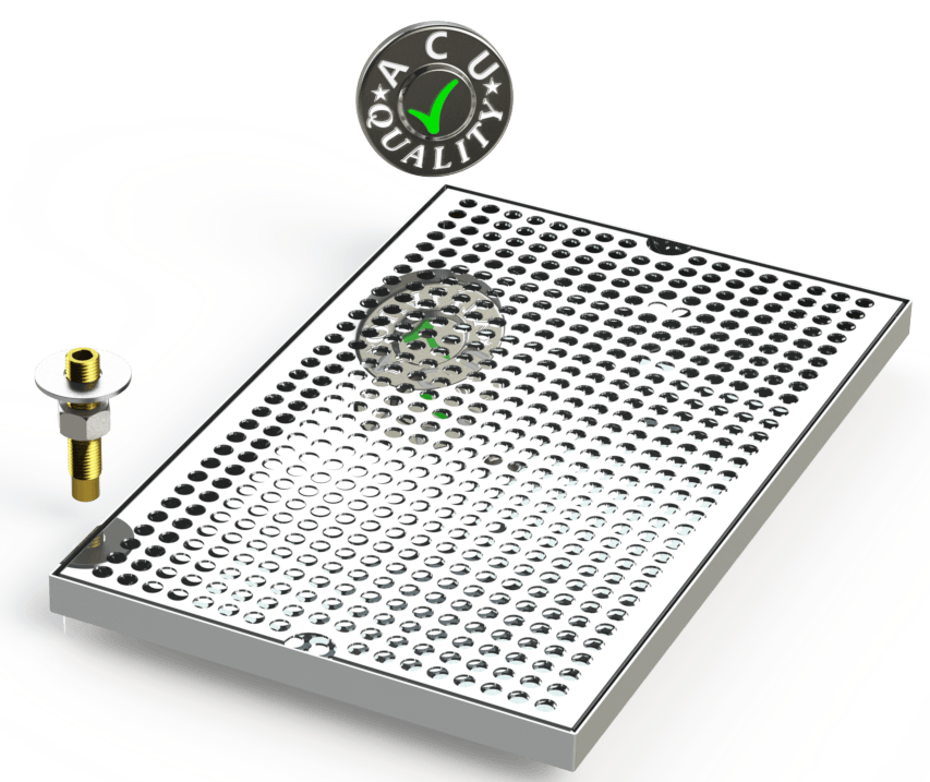 10" X 16" Surface Mount Drip Tray with Drain - ACU Precision Sheet Metal