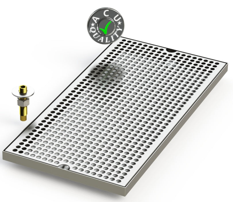 10" X 18" Surface Mount Drip Tray with Drain - ACU Precision Sheet Metal