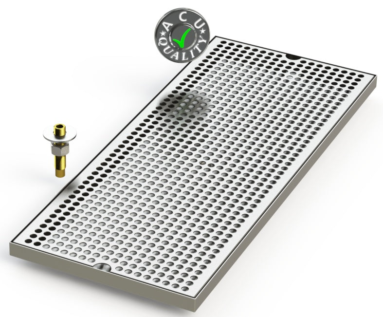 10" X 24" Surface Mount Drip Tray with Drain - ACU Precision Sheet Metal