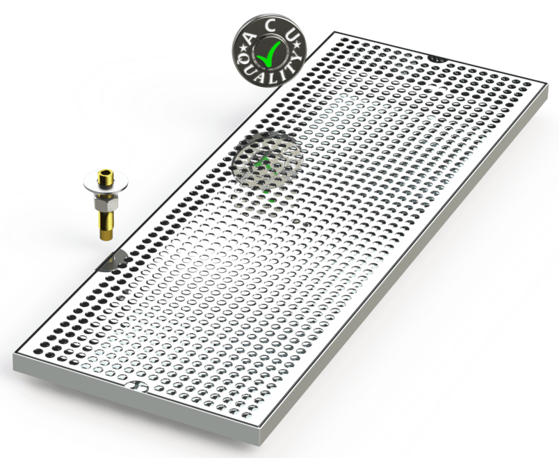 10" X 28" Surface Mount Drip Tray with Drain - ACU Precision Sheet Metal