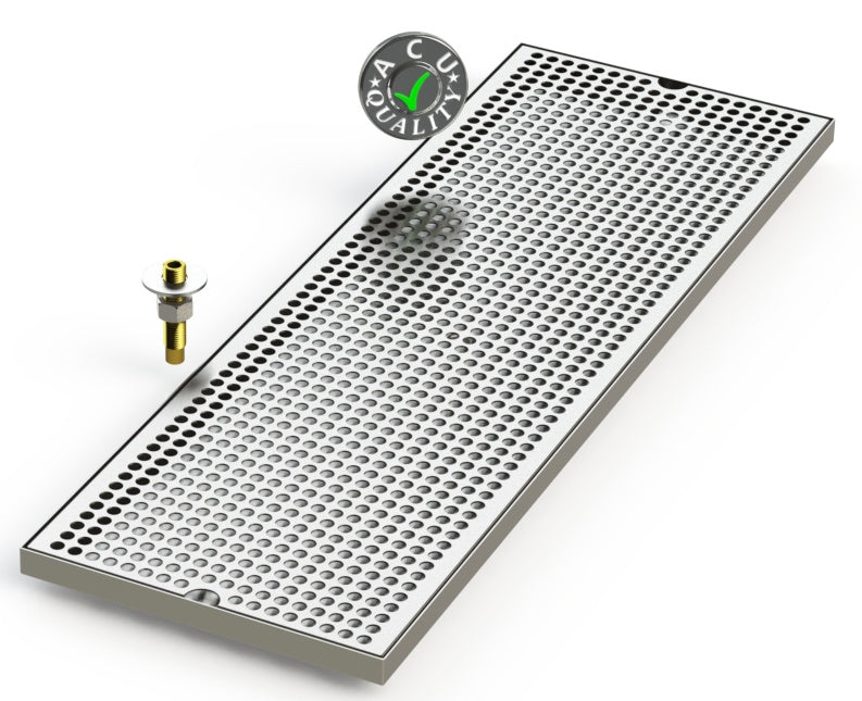 10" X 30" Surface Mount Drip Tray with Drain - ACU Precision Sheet Metal