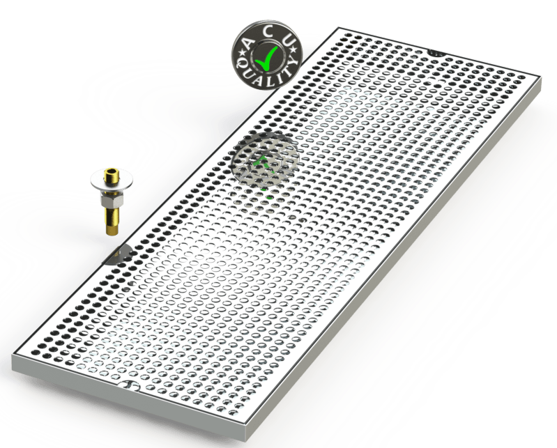 10" X 30" Surface Mount Drip Tray with Drain - ACU Precision Sheet Metal