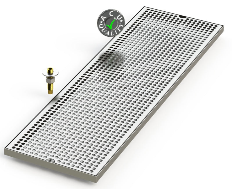 10" X 33" Surface Mount Drip Tray with Drain - ACU Precision Sheet Metal