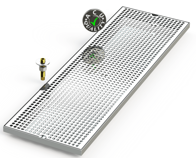 10" X 33" Surface Mount Drip Tray with Drain - ACU Precision Sheet Metal