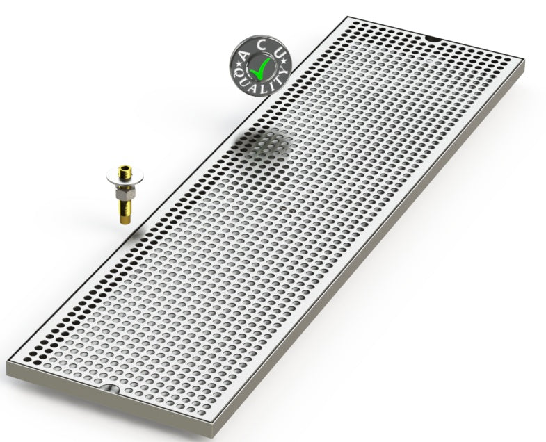 10" X 36" Surface Mount Drip Tray with Drain - ACU Precision Sheet Metal